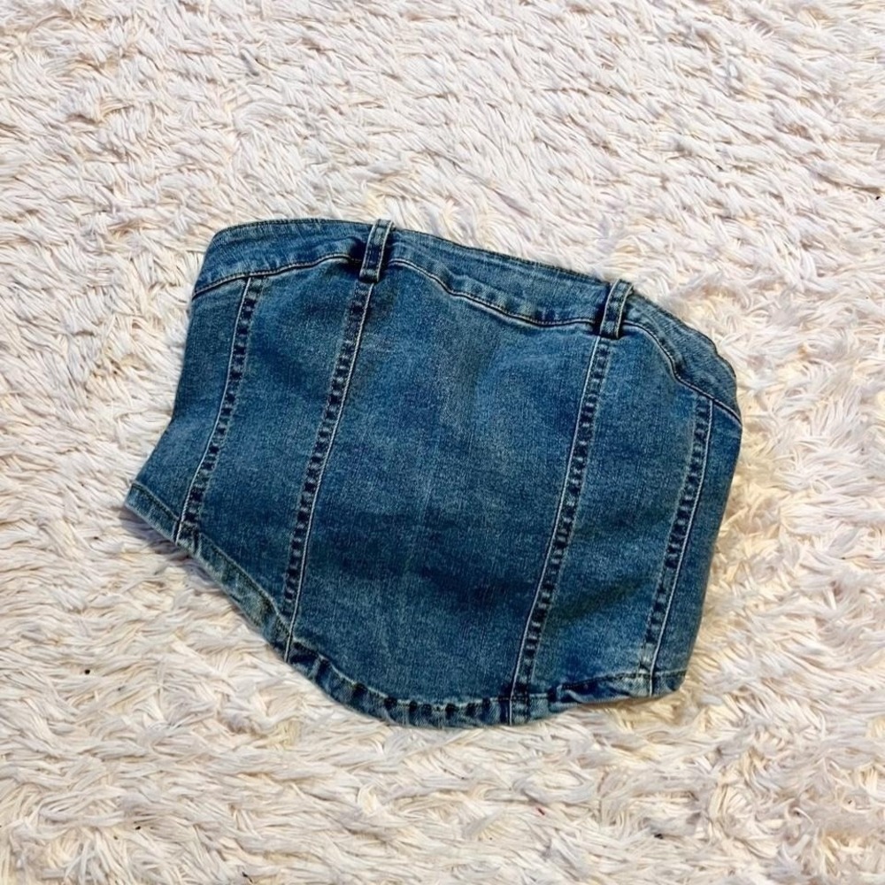 Princess Polly Denim Y2K Festival Rave Bustier Top Womans 2 Hiphop Urban Poppunk